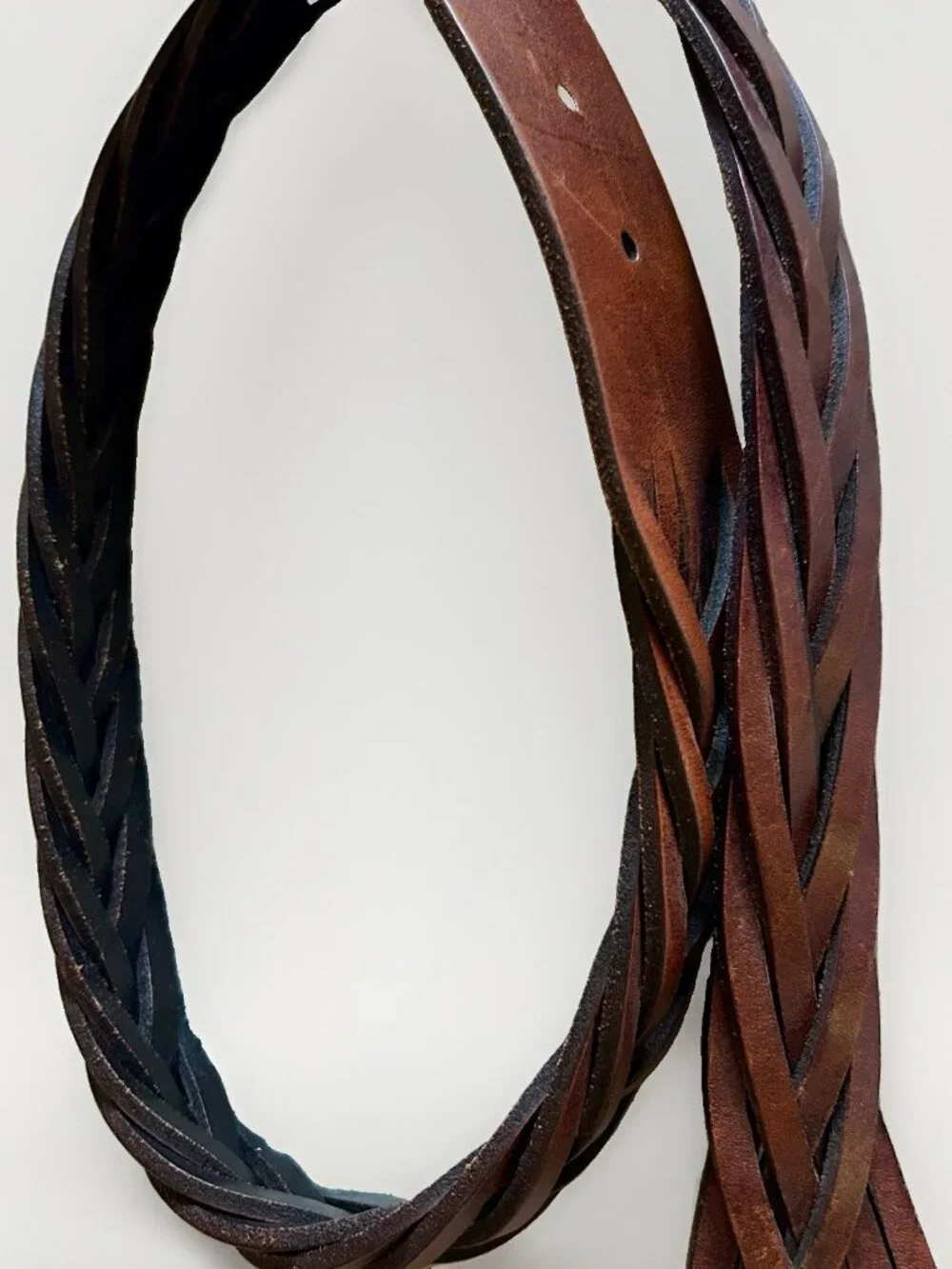 Vintage Abercrombie & Fitch Braided Leather Belt M/L Y2K Boho Distressed Brown
